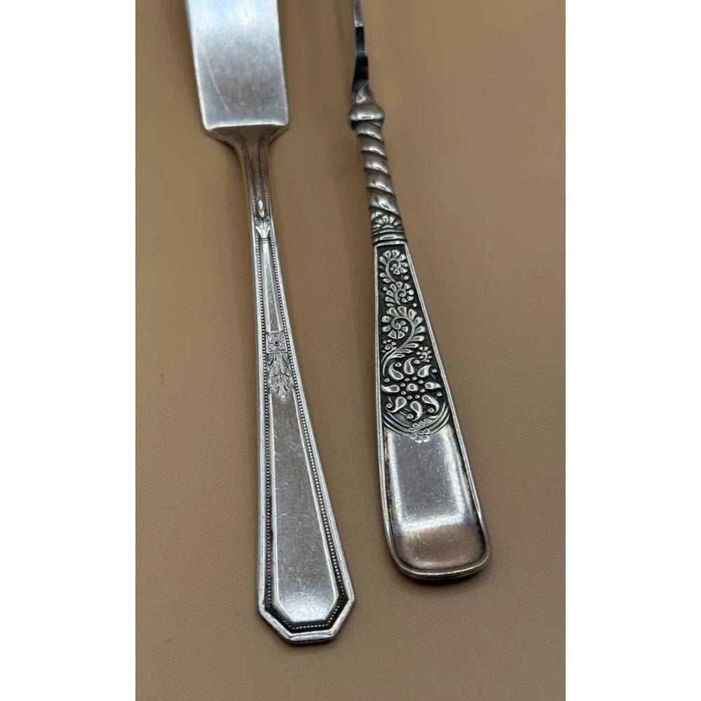 ✨Pair of Antique Silver Plated Butter Knives 1847 Rogers & Wm Rogers AA